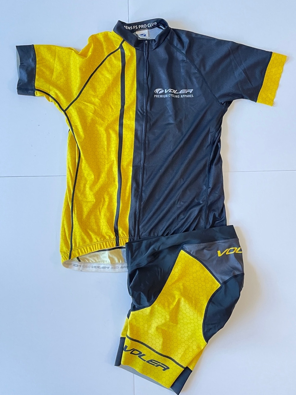 Voler Women's Set Padded Cycling Shorts with Full Zip Top Size L Made In USA Tri